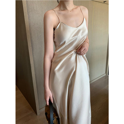 Acetate Satin Slip Dress Loose And Slim Versatile