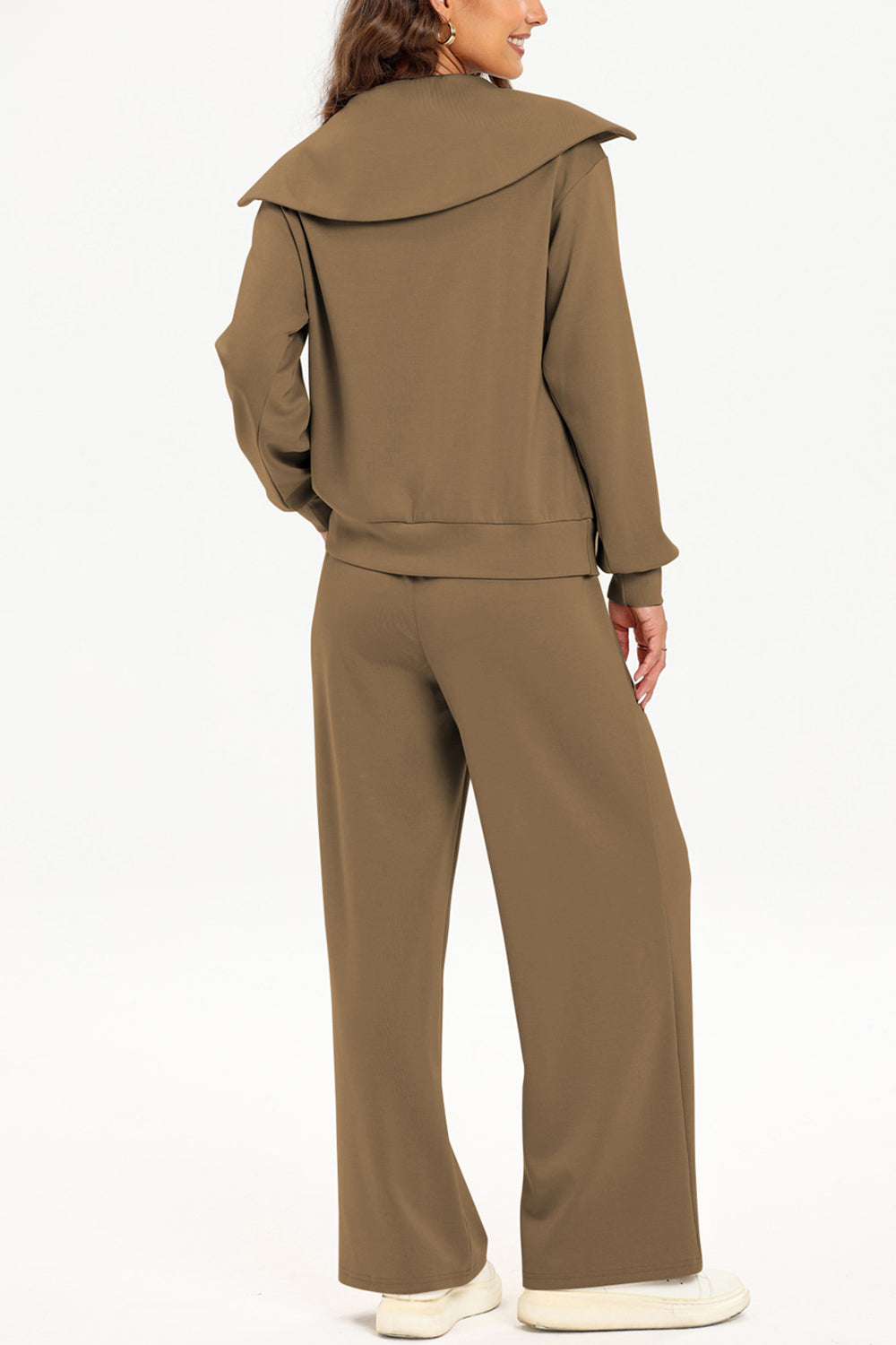 Ensemble sweat-shirt et pantalon à col demi-zippé