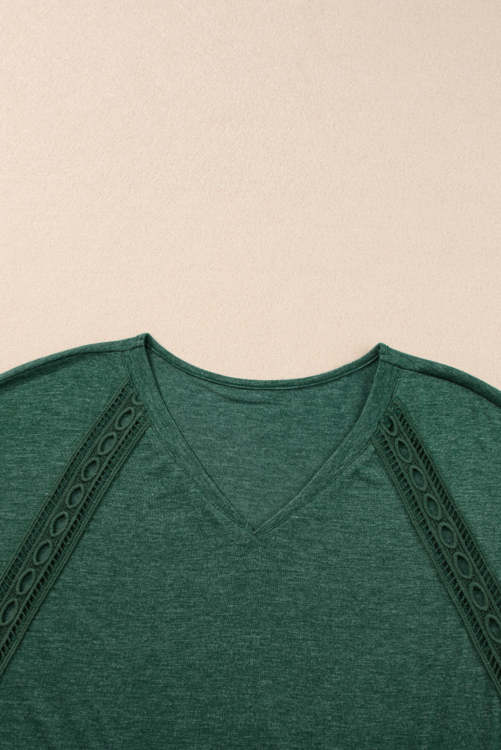 Blackish Green Crochet Lace Detail Oversized Tee