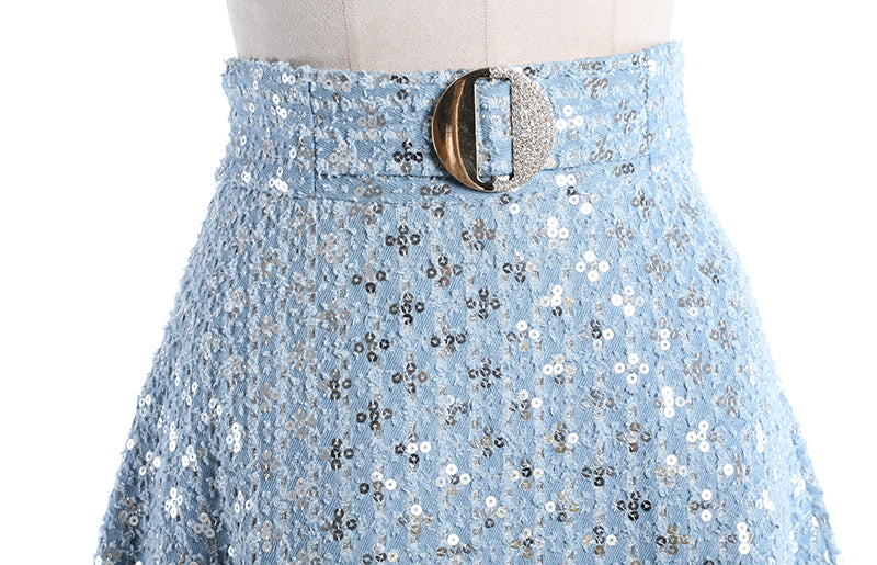 Women's Mid Length Embroidered Denim Skirt