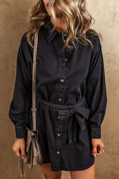 Robe en jean à col boutonné