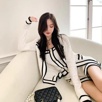 Women's Cardigan Knitted Three-piece Suit