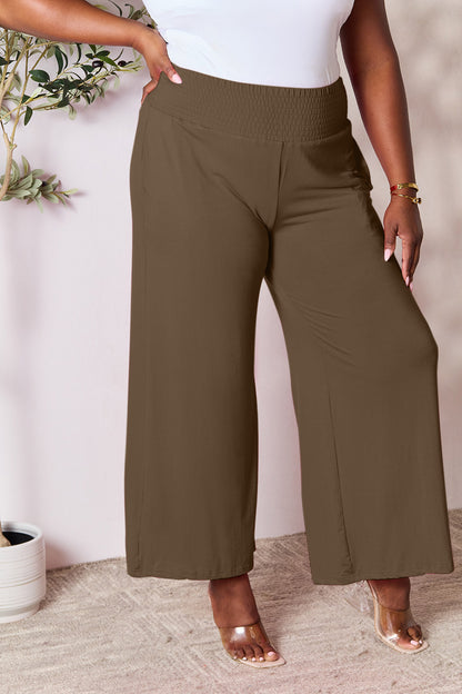 Pantalon large smocké à taille large Double Take