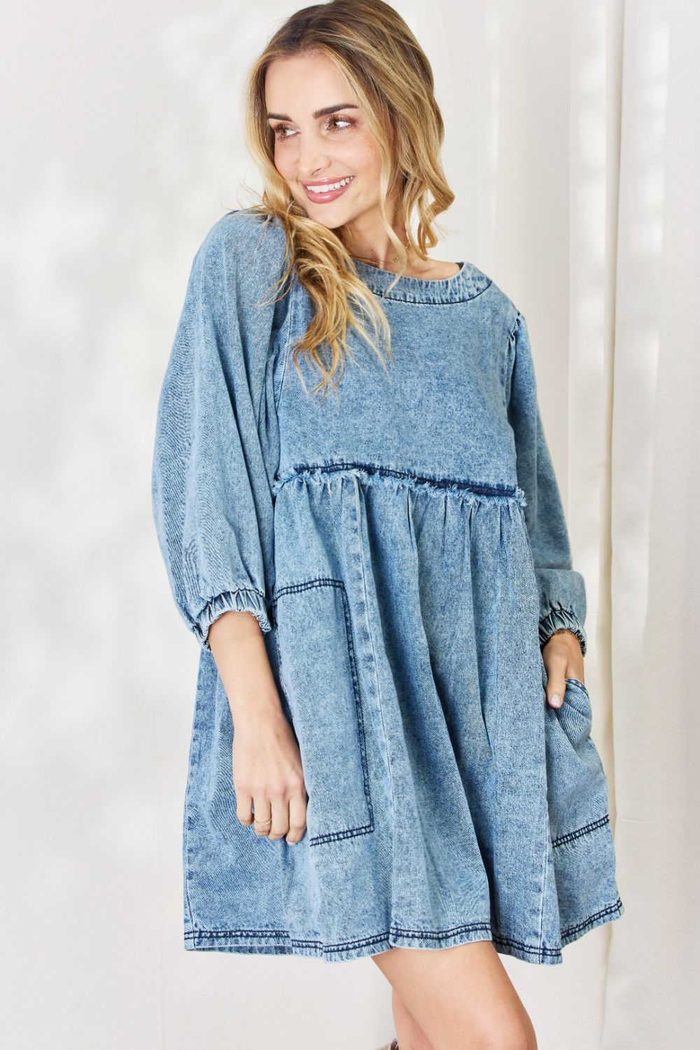 HEYSON Robe babydoll surdimensionnée en denim pleine taille