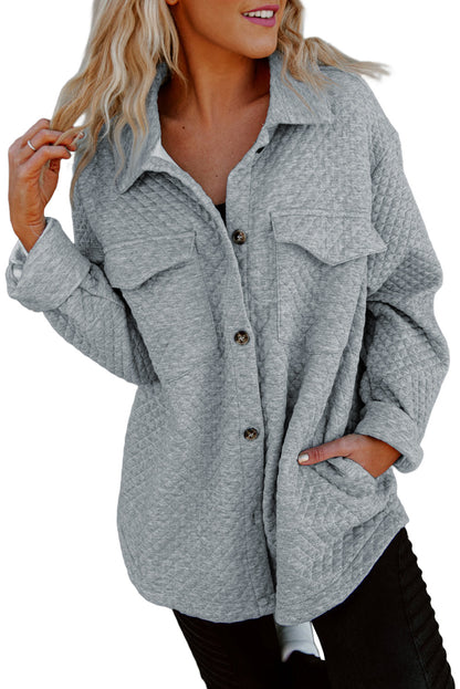 Chaqueta con botones y bolsillo con solapa acolchada retro gris