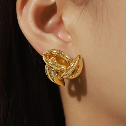 Aretes Geométricos Bañados En Oro De 18 Quilates