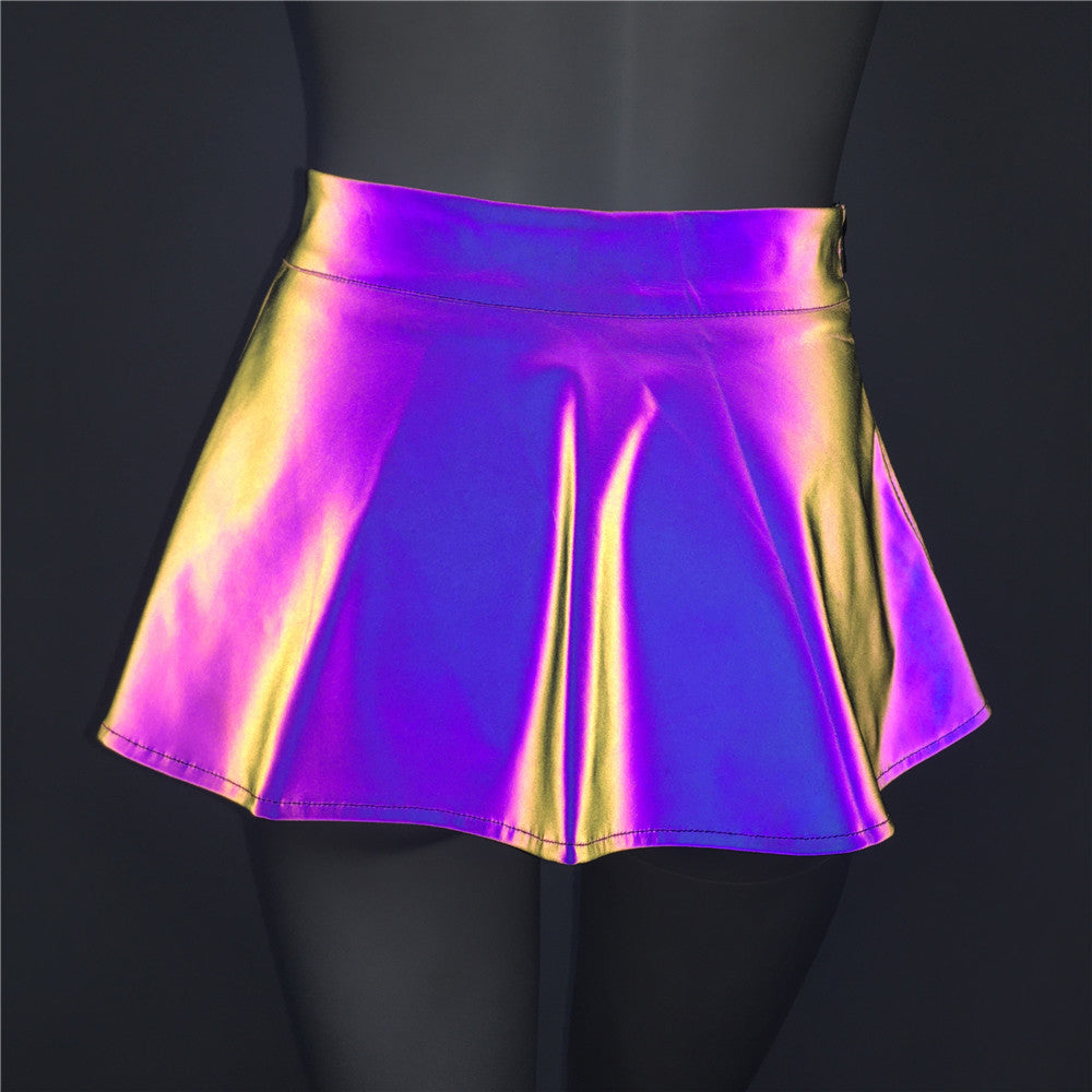 Women's Fashion Simple Dazzling Color Reflective Half-body Skirt