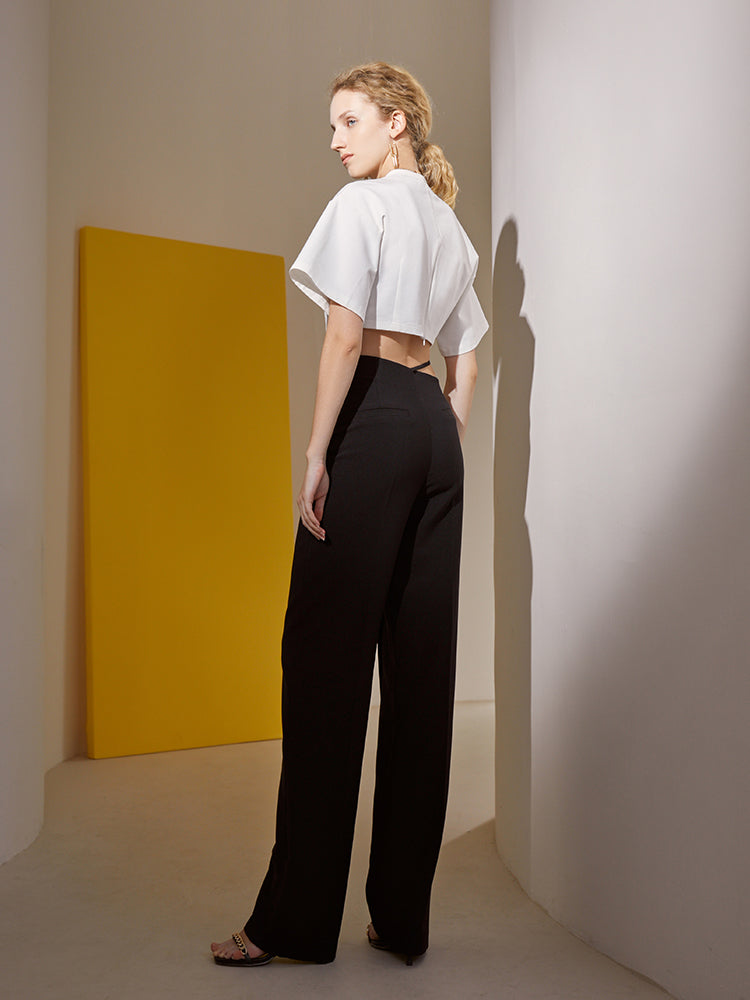 Women's High Waist Irregular Wide Leg Pants