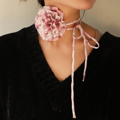 Camellia Flower Tie Choker Necklace