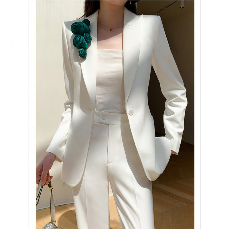 Traje blanco abrigo exterior traje temperamento femenino