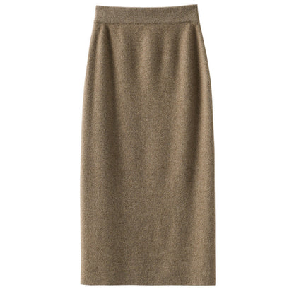 Women's Wool Four-flat Thickened Skirt Autumn And Winter Cashmere Knitted Dress Slimming Skirt Straight