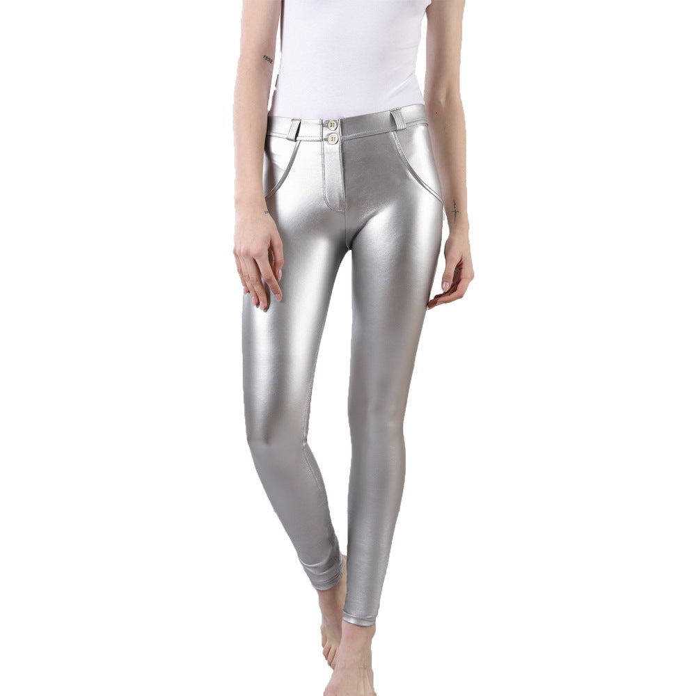 Womens Plus Velvet Yoga Fitness Leather Pants