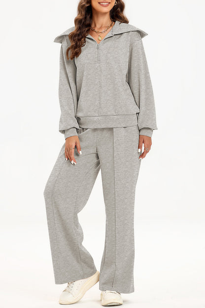 Ensemble sweat-shirt et pantalon à col demi-zippé