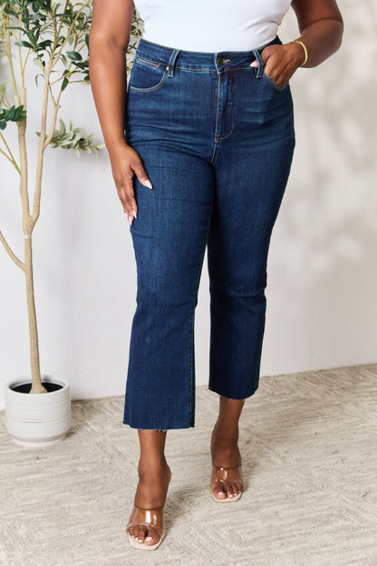 BAYEAS Full Size Raw Hem Straight Jeans