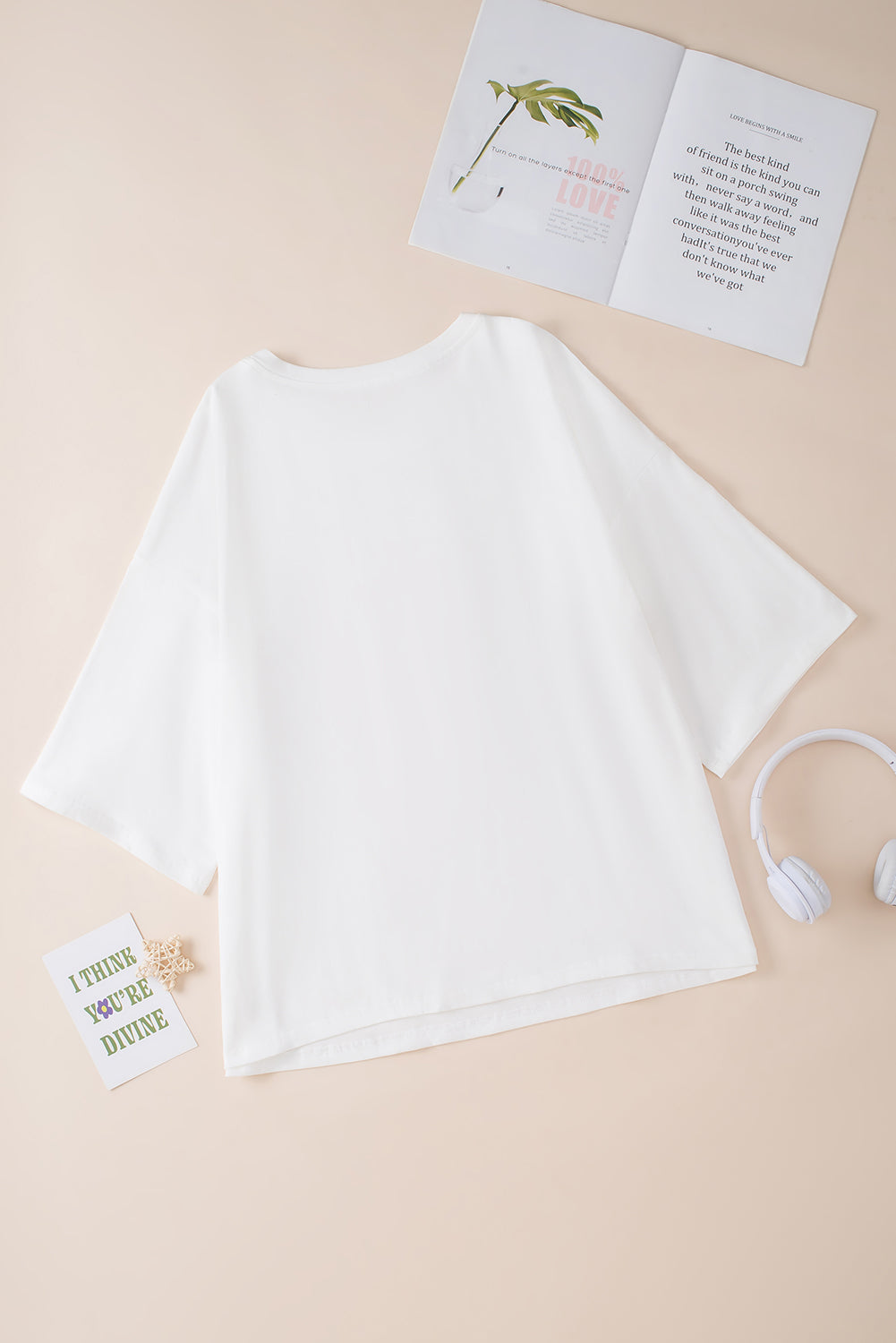 T-shirt oversize à manches mi-longues avec patch étoile Moonlight Jade Colorblock