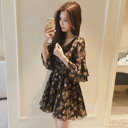 Women's Small Summer Chiffon Floral Dress