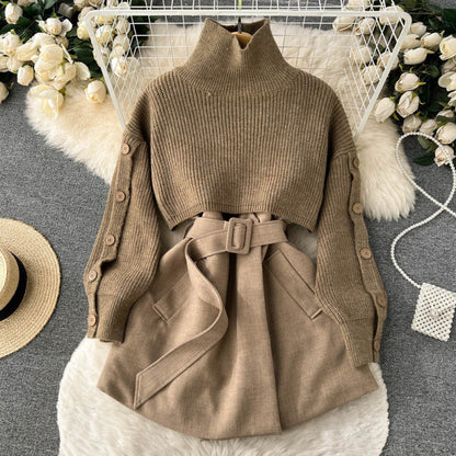 Women's Fashion Short Temperamental Sweater Vest Suit Skirt Two-piece Set