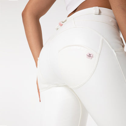 Pantalones blancos de cuero de PU para que las mujeres usen fitness