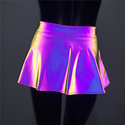 Women's Fashion Simple Dazzling Color Reflective Half-body Skirt