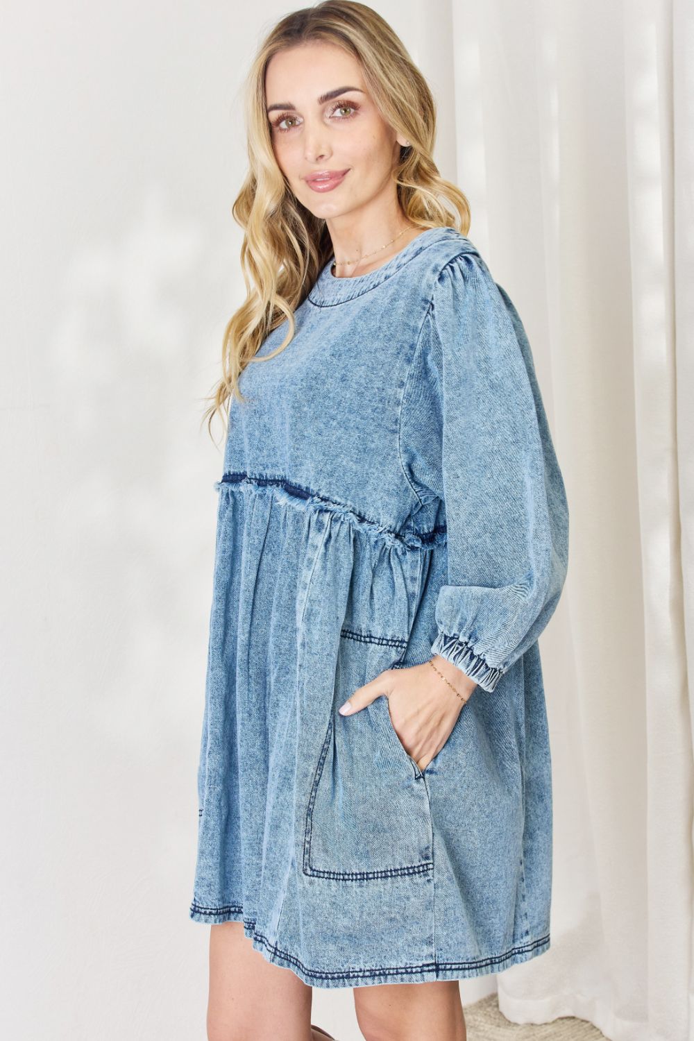 HEYSON Robe babydoll surdimensionnée en denim pleine taille