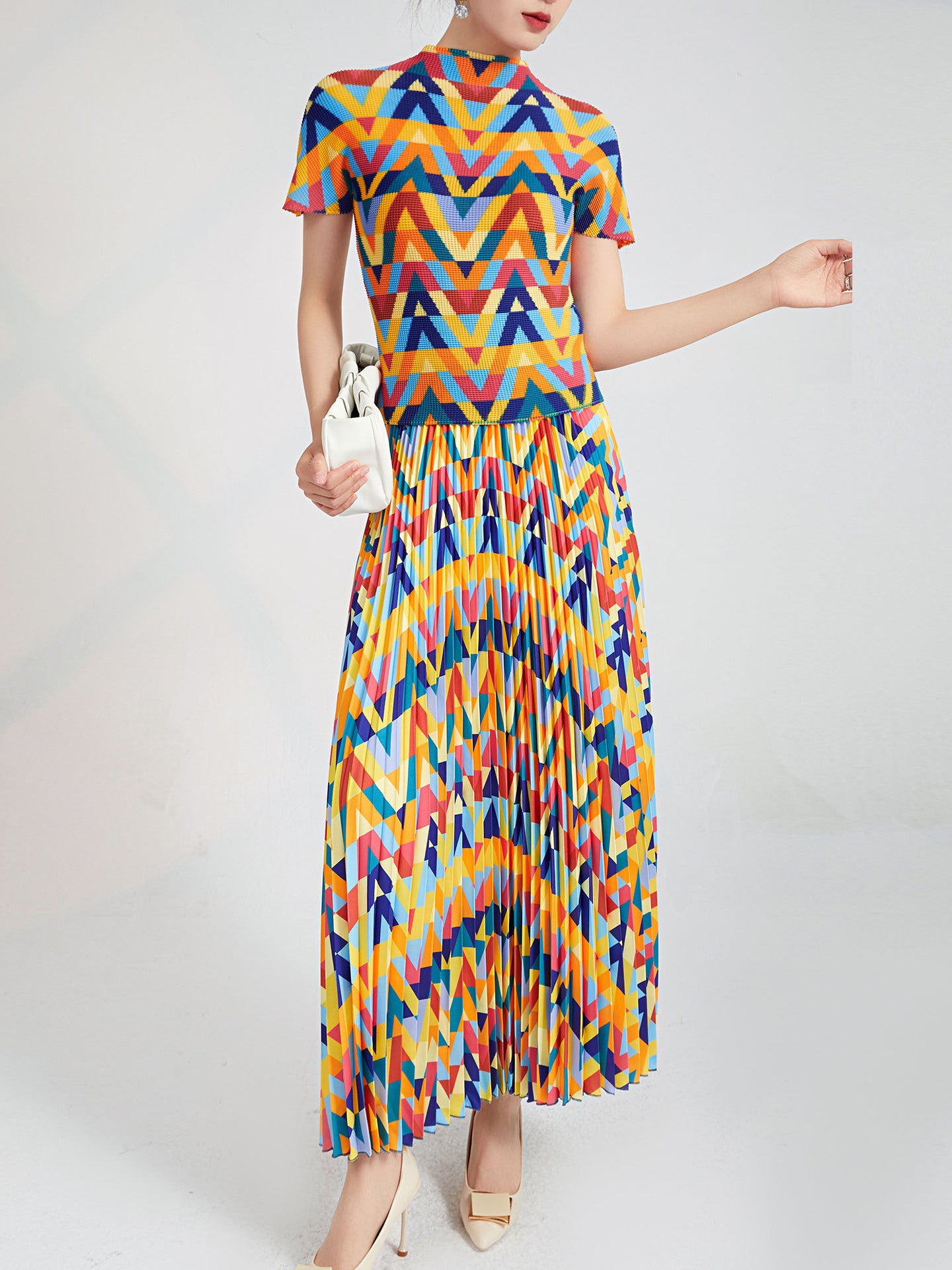 Women's Fashion Printed Pleated Suit